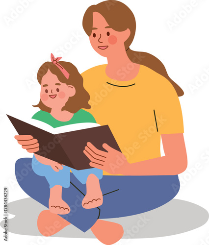 Mother and Child Reading Together