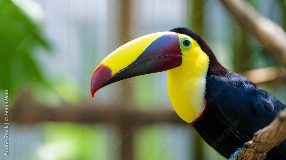Naklejka premium Vivid toucan portrait captures tropical beauty vibrant feathers and a colorful beak shine brightly
