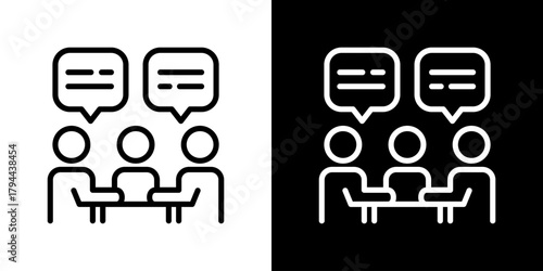 Meeting Icon Set. Clean Line Design With Light And Dark Versions For Versatile Use. 