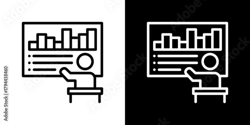 Pressentation Icon Set. Clean Line Design With Light And Dark Versions For Versatile Use. 