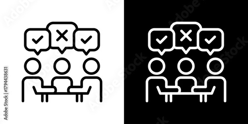 Vote Icon Set. Clean Line Design With Light And Dark Versions For Versatile Use. 
