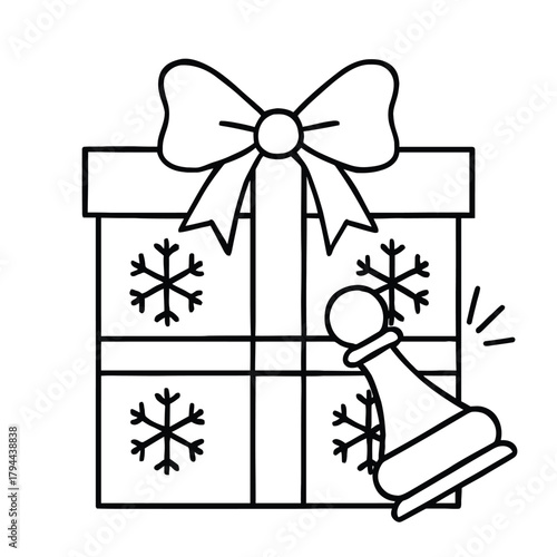 Christmas Gift Box with Snowflakes and Chess Pawn Icon present