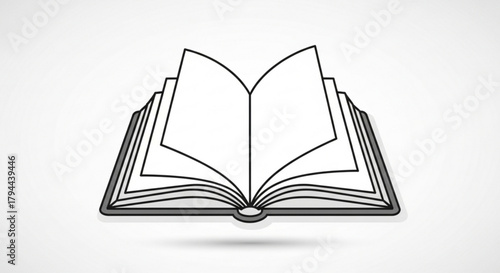 An open book with blank pages, ideal for educational content, literature themes, and creative projects