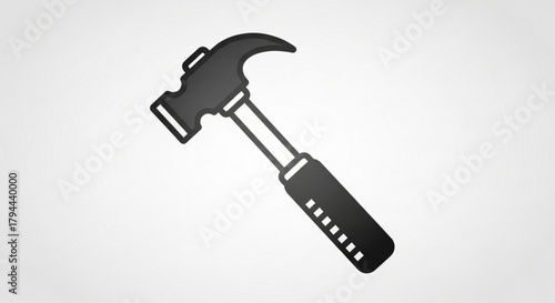 Illustration of a black hammer, a hand tool used for driving nails, fitting parts, and breaking objects