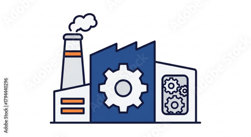 Factory building industrial factory icon manufacturing plant symbol industry and production sign