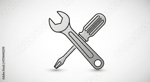 Wrench and screwdriver crossed repair tool icon construction and repair tool sign service symbol
