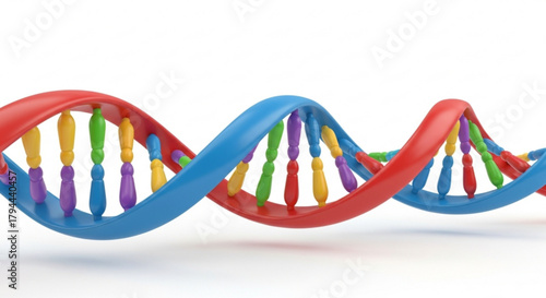 A colorful dna strand, representing genetics, biology, and scientific research
