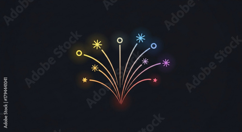 Colorful fireworks explode against a dark backdrop, symbolizing celebration, joy, and festive occasions, perfect for adding a touch of sparkle