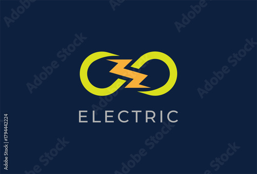 Electric Logo Design, lightning bolt and Infinity icon combination, Electric design logo template, vector illustration