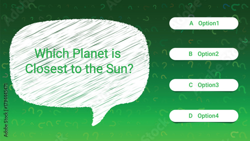 Green Quiz Question Template with Multiple Choice Options