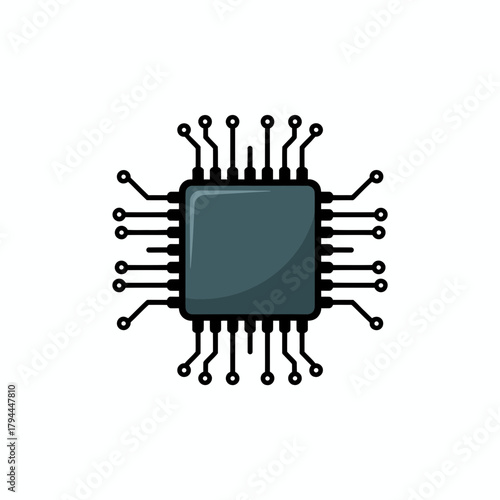 Microprocessor Chip Icon, Microprocessor, Chip, CPU, Processor, Integrated, Circuit, Electronics, Semiconductor, Technology, Silicon, Pin, Hardware, Computing, Digital, Transistor, Motherboard, Device
