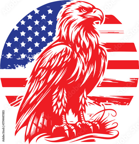 Mighty Eagle Above the Red, White, and Blue Spirit
