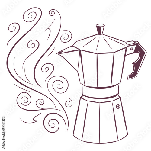 Italian moka pot with steam