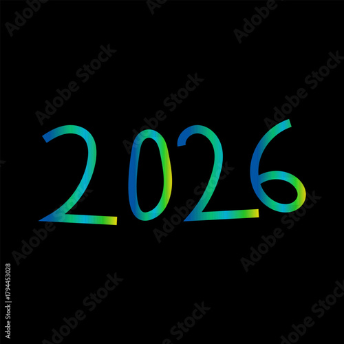 Year 2026 written in glowing neon light on black background