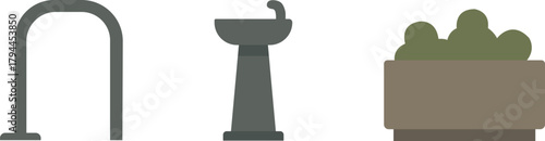 Counter with faucet dispenser and planter