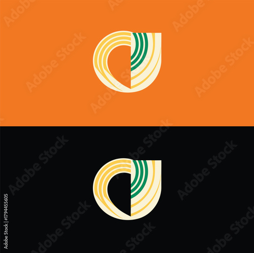 A captivating logo design featuring a stylized noodle bowl, perfect for branding restaurants, food delivery services, or culinary blogs, set against a vibrant orange and black background