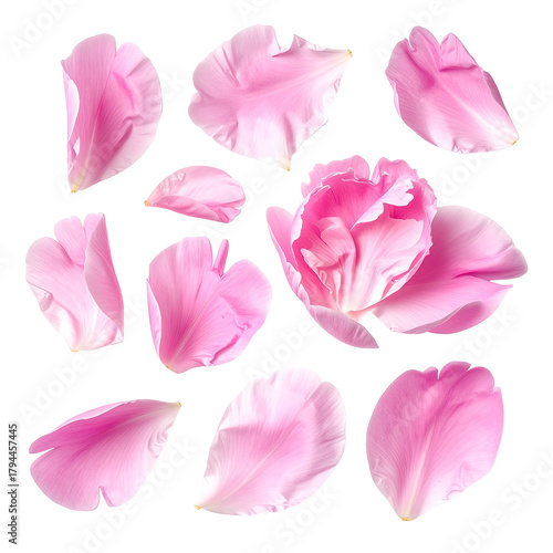Pink petals arranged on a black background