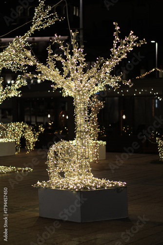 Illuminated christmas decoration tree in andorra la vella