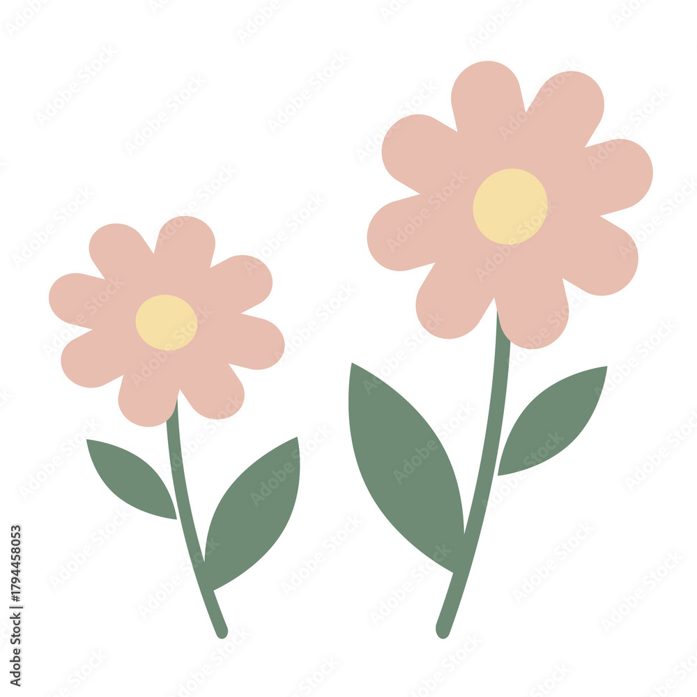 Naklejka premium ナチュラルシンプルなかわいいお花のイラスト素材