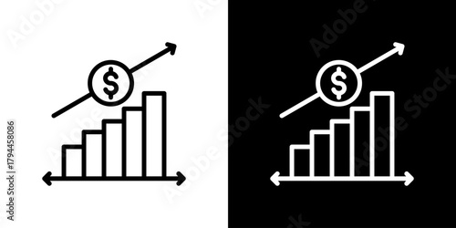 Growth Icon Set. Clean Line Design With Light And Dark Versions For Versatile Use. 