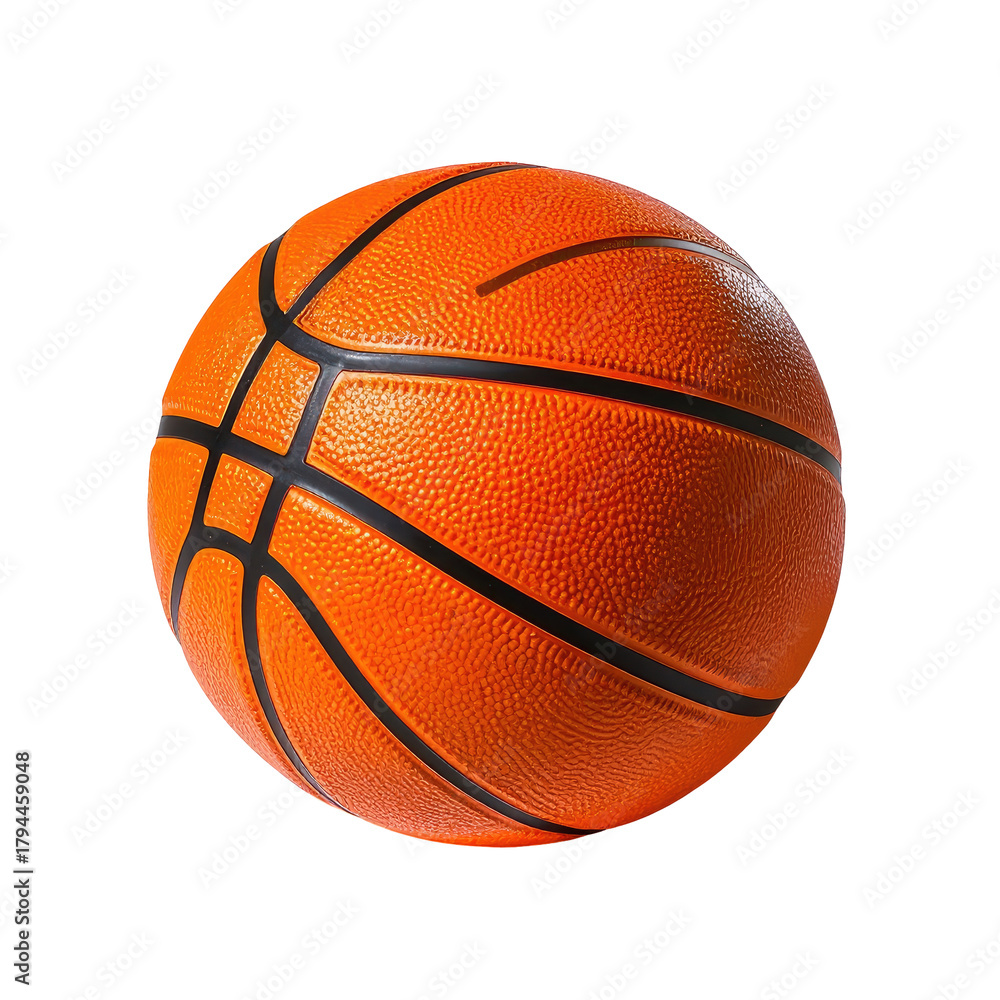 Fototapeta premium Realistic orange basketball with black seams, isolated on black. Perfect sport imagery