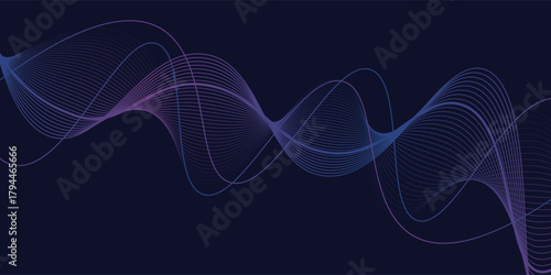 Abstract background with glowing wave. Shiny moving lines design element. Modern pink blue gradient flowing wave lines. Futuristic technology concept.