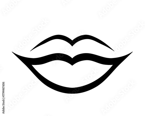 lips silhouette, icon isolated on white background, model 4

