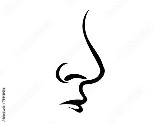 nose silhouette, icon isolated on white background, model 1
