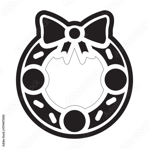 Christmas Wreath Icon Glyph Vector 