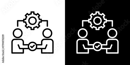 Collaboration Icon Set. Clean Line Design With Light And Dark Versions For Versatile Use.