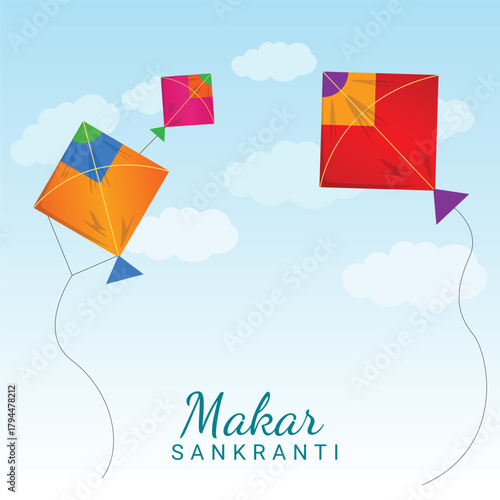 Happy makar sankranti happy kite flying background