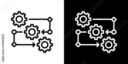 Process Icon Set. Clean Line Design With Light And Dark Versions For Versatile Use.