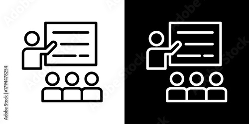 Training Icon Set. Clean Line Design With Light And Dark Versions For Versatile Use.
