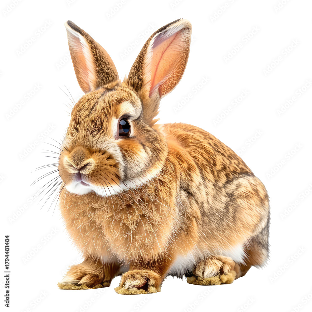 Fototapeta premium Adorable brown rabbit with long ears, fluffy fur, and alert gaze