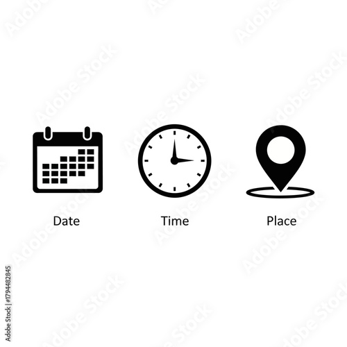 date time place event planning information icons