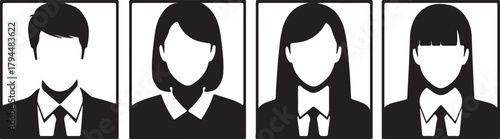 Diverse Business Team Icons: Male and Female Professional Silhouettes
