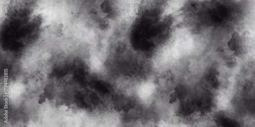 Dark black fur texture with dramatic smoke and storm clouds background