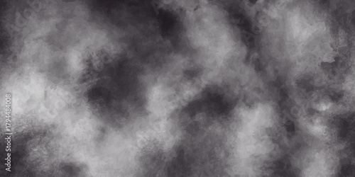 Black fur texture on a dark night sky backdrop with a mist and smoke pattern