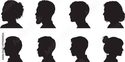 Diverse Silhouettes: A Collection of Male and Female Profile Views