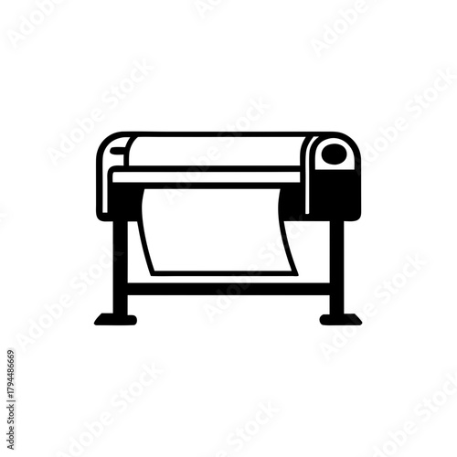 Illustration of a plotter machine art on transparent background silhouette