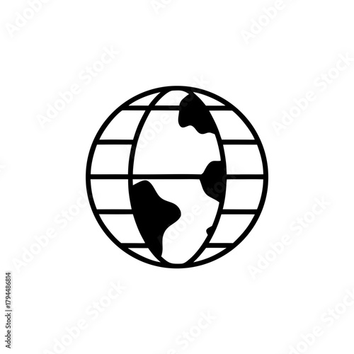 Outline of earth globe with continents on transparent background silhouette