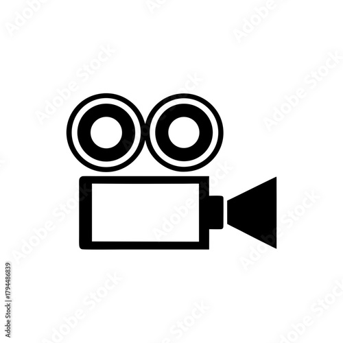Illustration of an old movie camera on transparent background silhouette