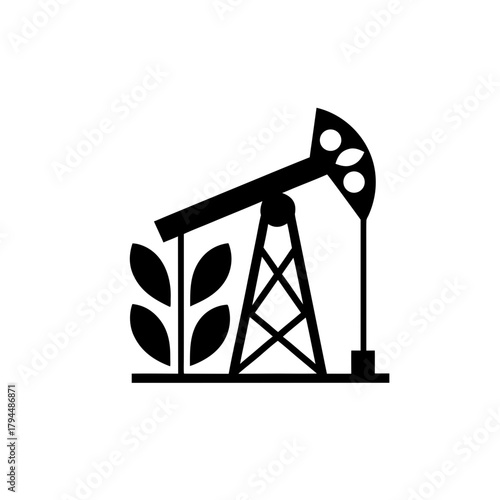 Oil extraction with wheat illustration on transparent background silhouette