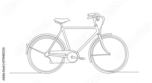 Minimalist Line Art Illustration of a Classic Bicycle on a White Background