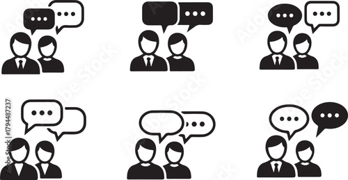 Icons of People Talking and Communicating with Speech Bubbles