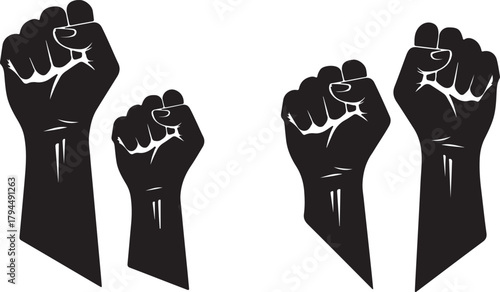 Black Power Fist Symbol Vector Illustration - Unity and Strength