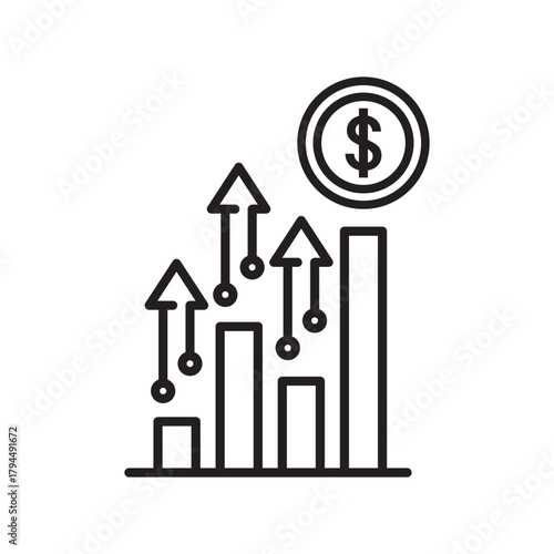 cash back icon, return money, cash back rebate, thin line web symbol on white background