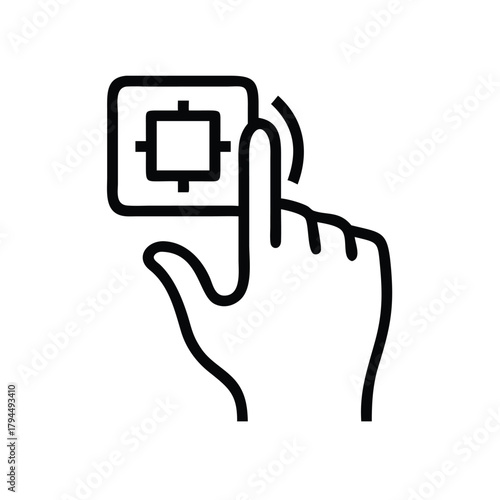 Hand touching icon vector illustration finger press button click select interface gesture control tap ui  px