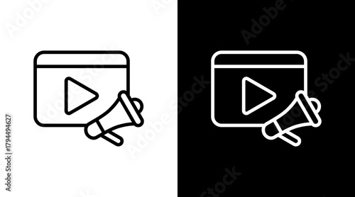 Video Marketing  White Icon Set Design