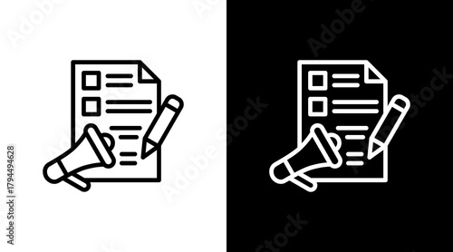 Content Marketing  White Icon Set Design